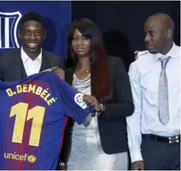 Ousmane Dembele with his parents
